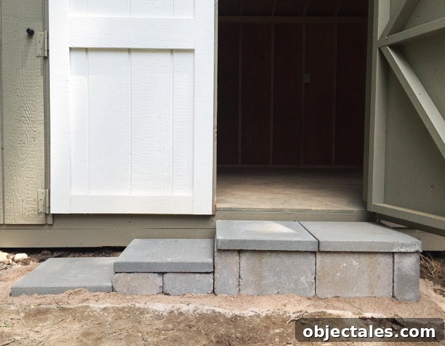 Choose the Right Backyard Storage Shed 16 Shed-Stone-Step-Options-Paver