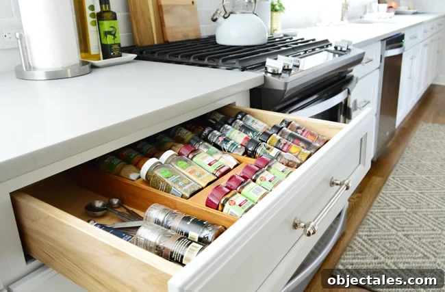 kitchen-cabinet-organization-spice-drawer