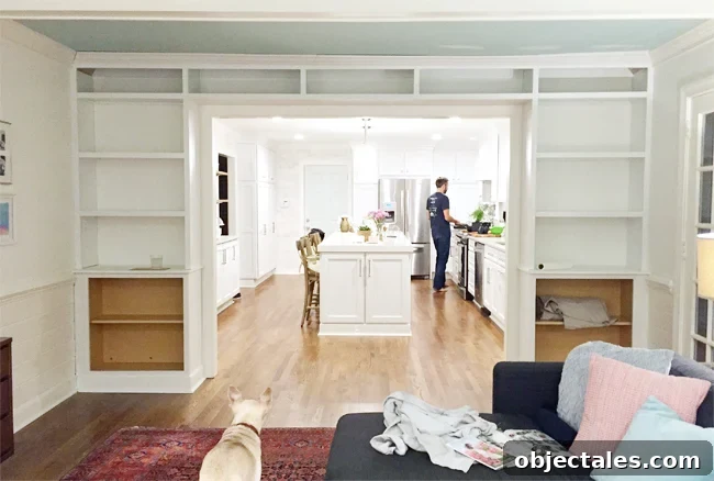 Build Custom Built-In Bookshelves: A Step-by-Step Guide 20 DIY bookshelves mid construction with face pieces on unfinished edges