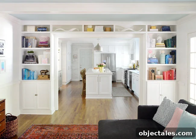 Build Custom Built-In Bookshelves: A Step-by-Step Guide 9 living room-built-in bookshelves-around doorway