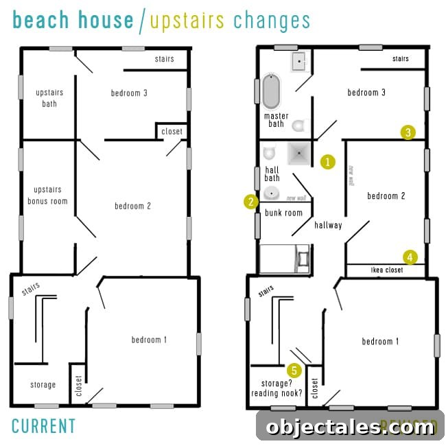 Beach House Video Tour and Floor Plan Walkthrough 5 beach-house-tour-upstairs-changes-floor-plan