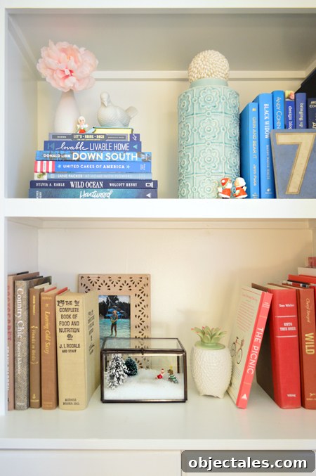 Holiday Home Tour: See Our Christmas Tree and Holiday Decor 7 xmas-decor-living-shelf-decor