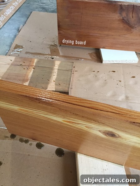 reclaimed wood shelves vinegar stain discoloration