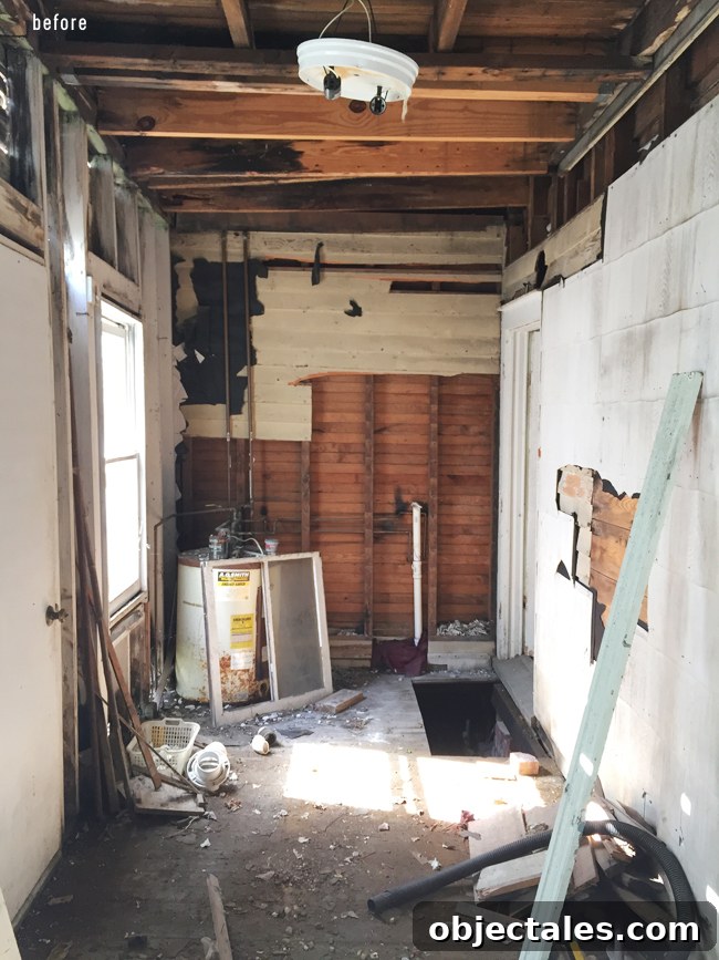 Beach House Gut Renovation: Stripping It Down to the Studs 12 Downstairs porch area before rebuild