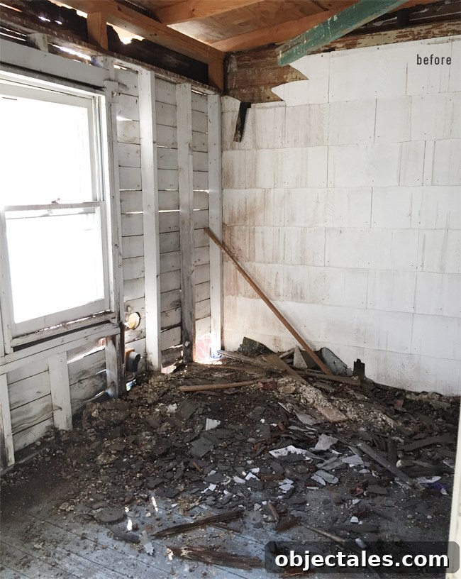 Beach House Gut Renovation: Stripping It Down to the Studs 13 Upstairs porch area damaged