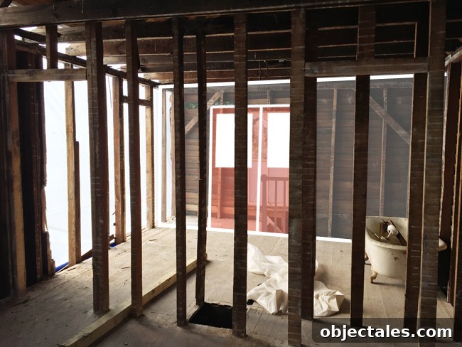 Beach House Gut Renovation: Stripping It Down to the Studs 30 Pocket door idea rendering