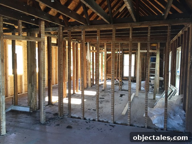 Beach House Gut Renovation: Stripping It Down to the Studs 8 Upstairs demolition progress