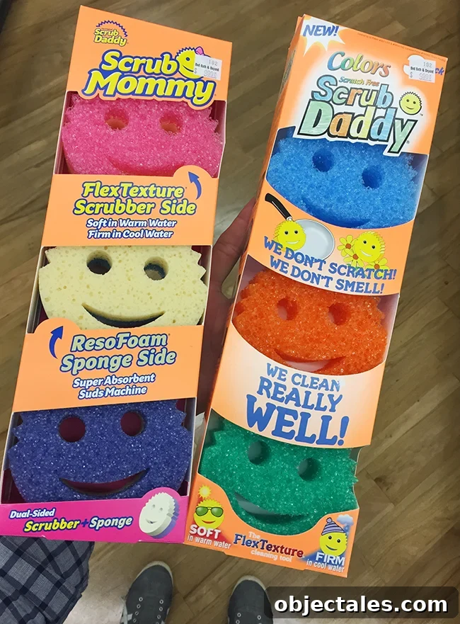Scrub Daddy sponge and shoes