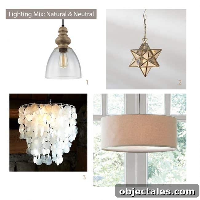 How to Mix and Match Light Fixtures for Stunning Rooms 11 how to select light fixtures natural mood board