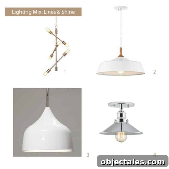 How to Mix and Match Light Fixtures for Stunning Rooms 12 how to select light fixtures linear mood board
