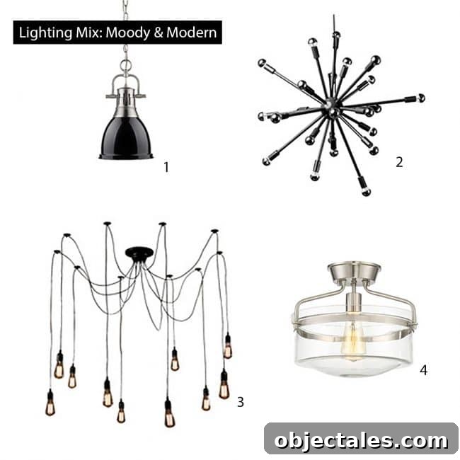 How to Mix and Match Light Fixtures for Stunning Rooms 8 how to select light fixtures modern mood board