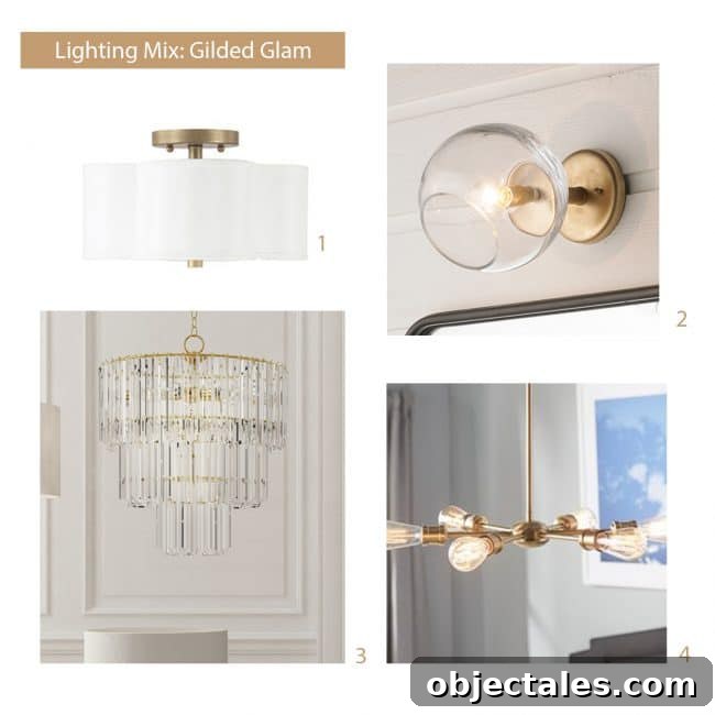 How to Mix and Match Light Fixtures for Stunning Rooms 9 how to select light fixtures glam mood board