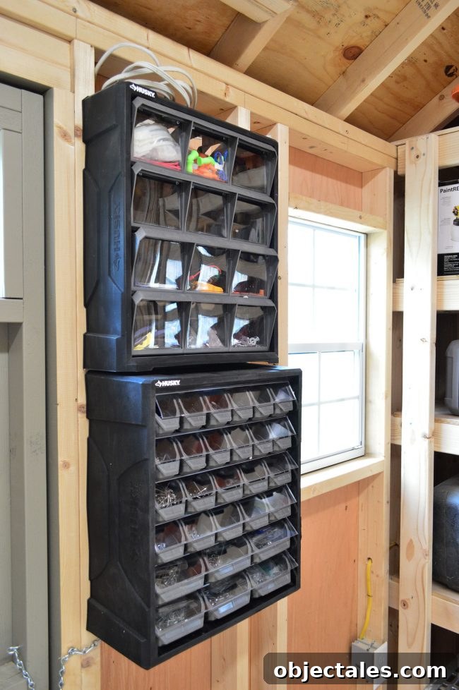 shed storage ideas small part organizers nails screws