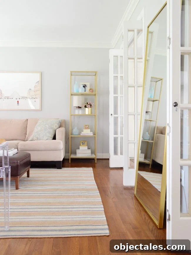 affordable neutral living room gold accents