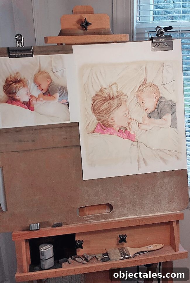 Custom Kids' Portraits from Your Photos 3 Progress shot of pastel drawing