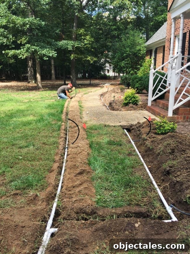 Install Your DIY Sprinkler System: Step-by-Step Guide 2 install irrigation system pipe along walkway