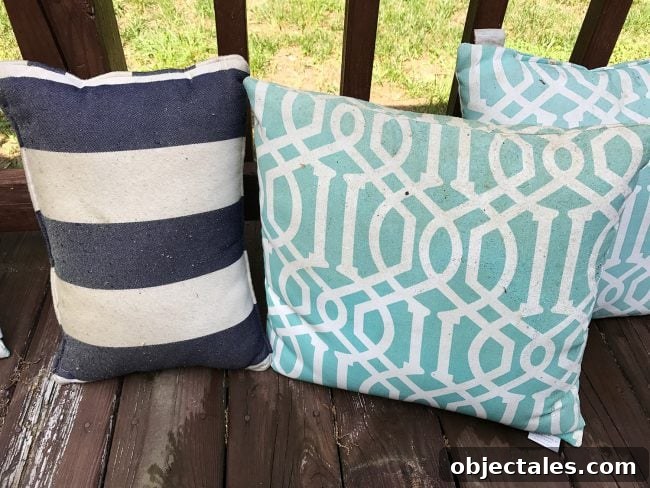 outdoor cushions that need cleaning from pollen and dirt