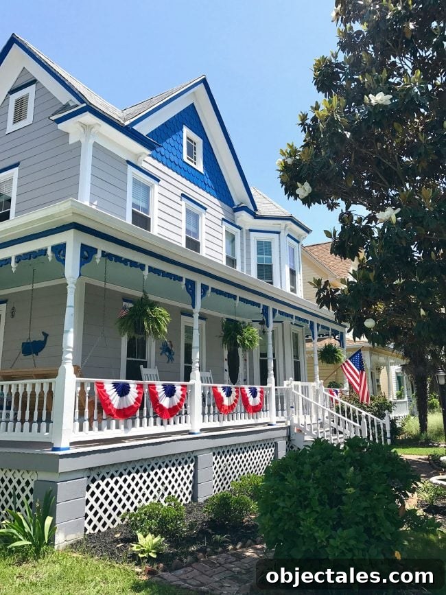 How We Planned Our Patriotic Front Porch and Yard 5 patriotic front porch on gray blue beach home