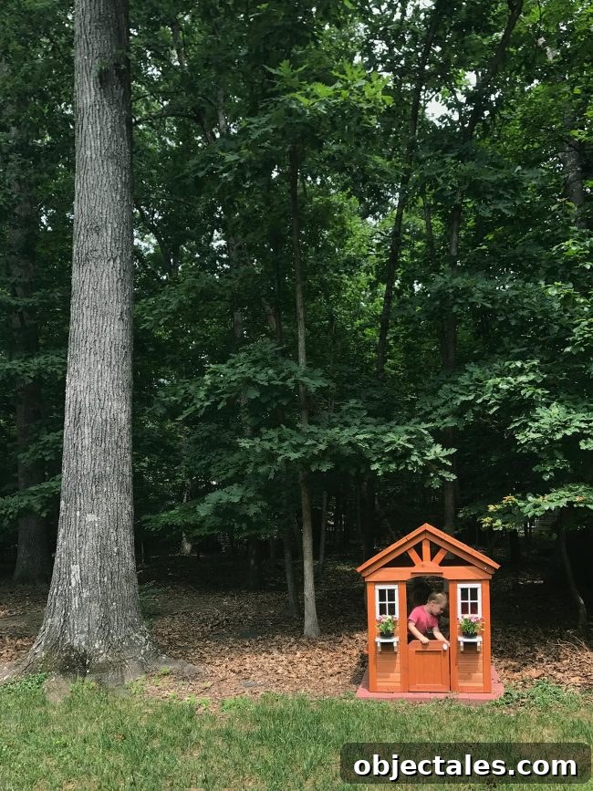 backyard discoveries cedar wooden playhouse next to large tree
