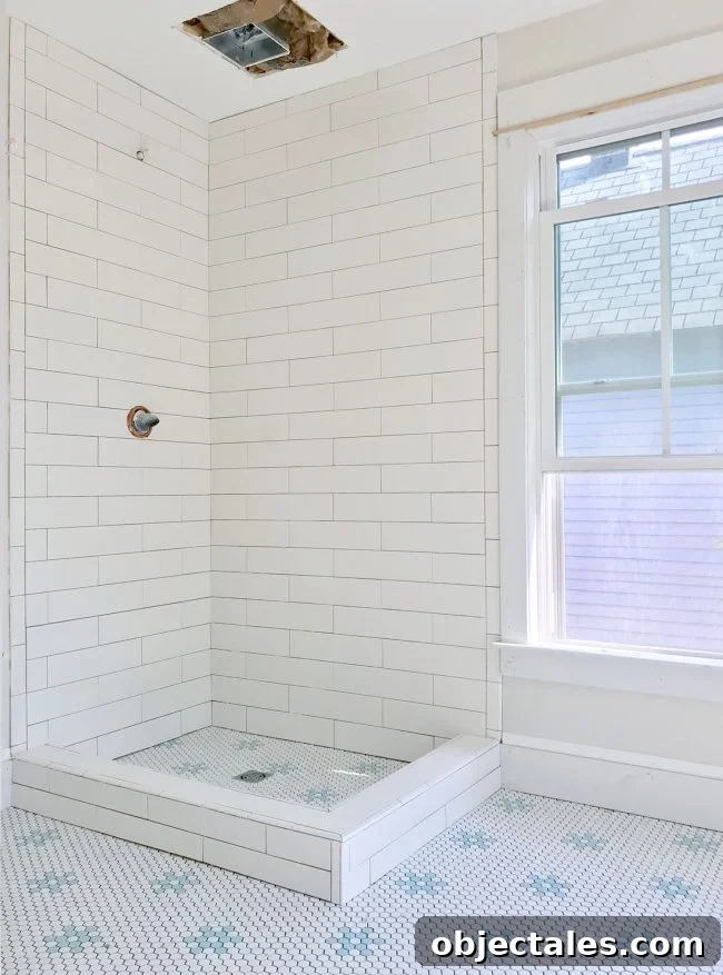 Tiled bathroom in progress