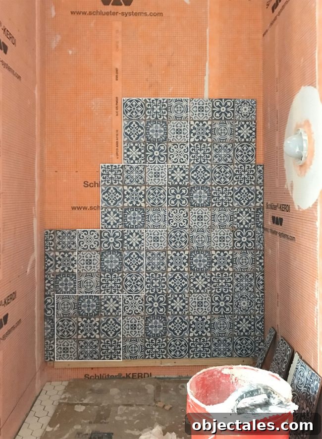 Patterned tile wall