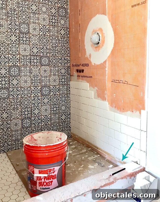 Level line and temporary support for first row of tile
