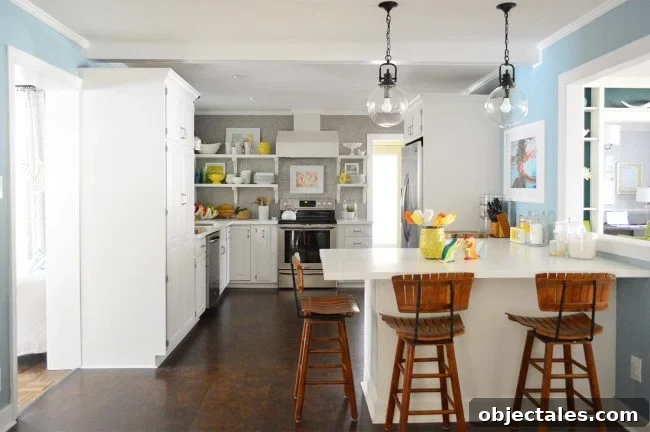 Kitchen with P-shaped layout