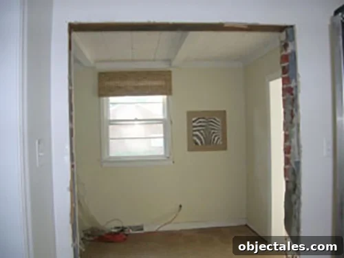 Widened brick doorway under construction