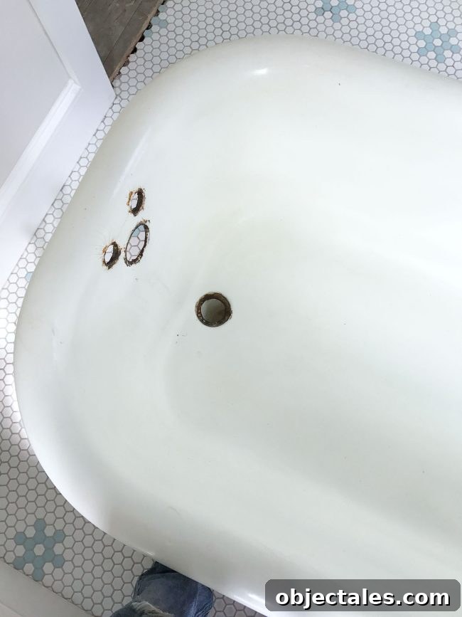 Refinish Your Old Clawfoot Tub: Step-by-Step Guide 10 Cleaned white inside of refinished clawfoot tub