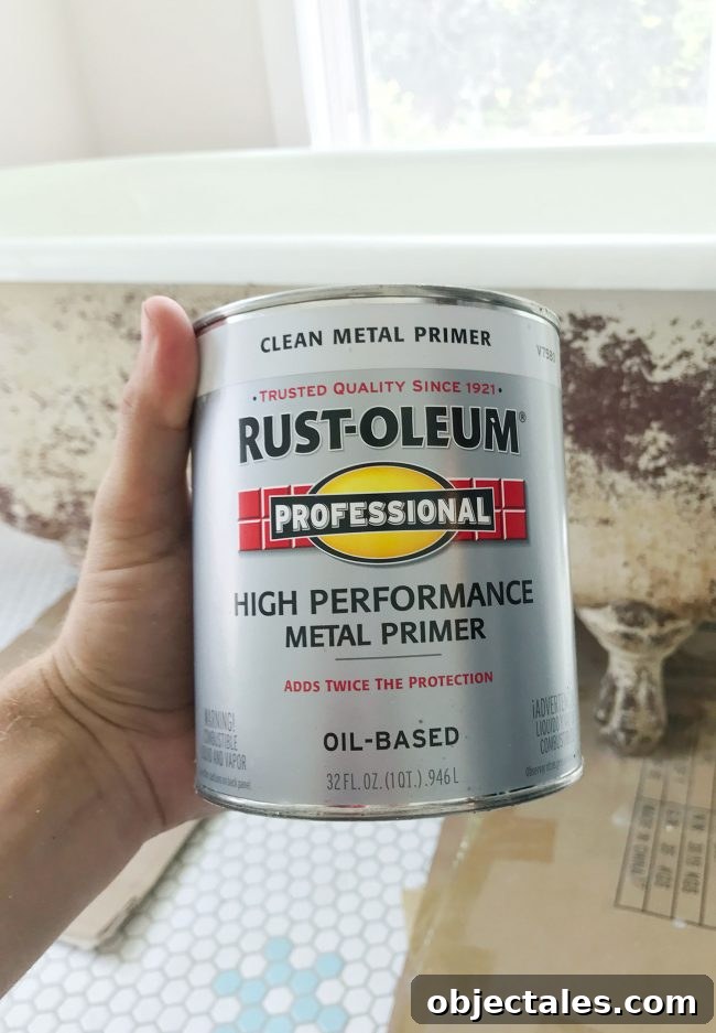 Refinish Your Old Clawfoot Tub: Step-by-Step Guide 13 Can of RustOleum Professional High Performance Clean Metal Primer