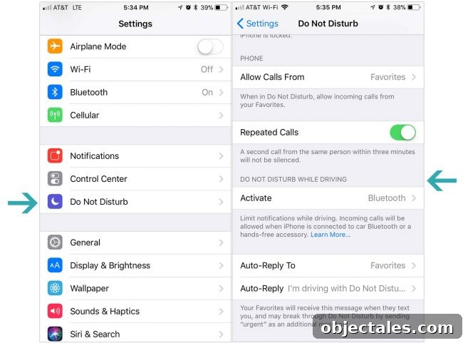 iPhone Do Not Disturb While Driving screenshot