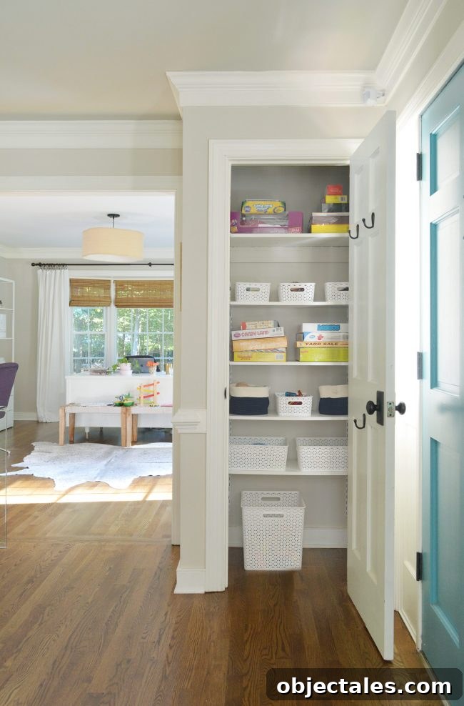 neutral foyer kids game closet