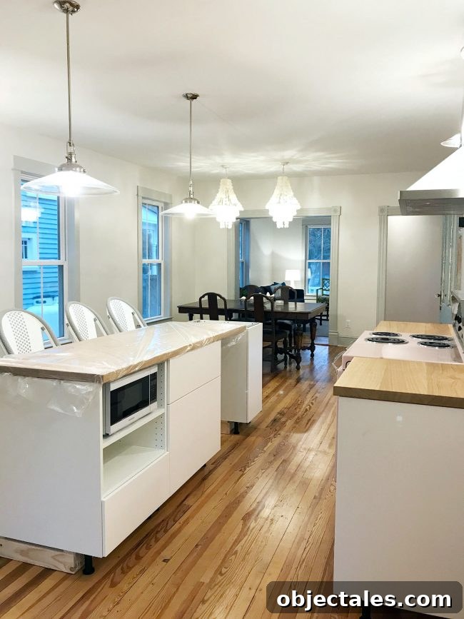 Butcher block counters at beach house