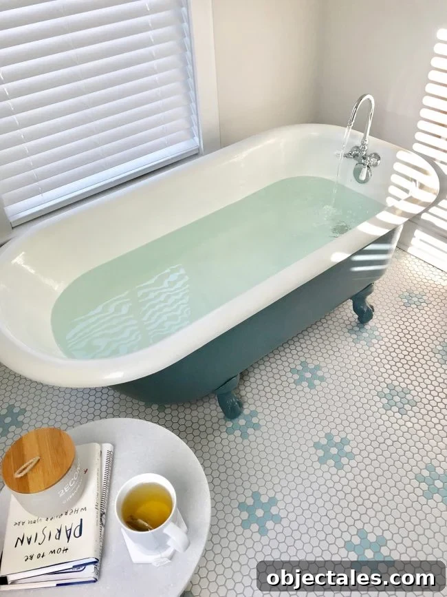Clawfoot tub ready for a soak