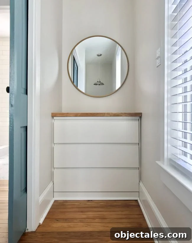 Built-in dresser with wood top