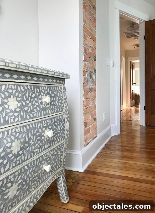 Fix Cracked or Broken Inlay Furniture: Step-by-Step Repair 4 blue gray inlay detail next to exposed brick