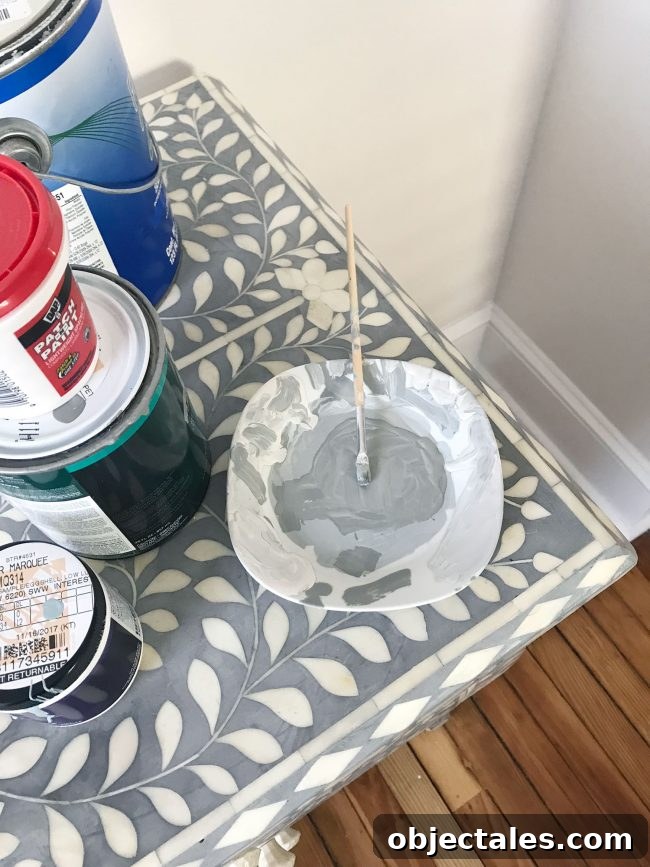 Fix Cracked or Broken Inlay Furniture: Step-by-Step Repair 7 mixing paint to cover repaired inlay tiles