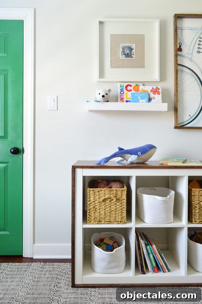 Whale decor on shelf