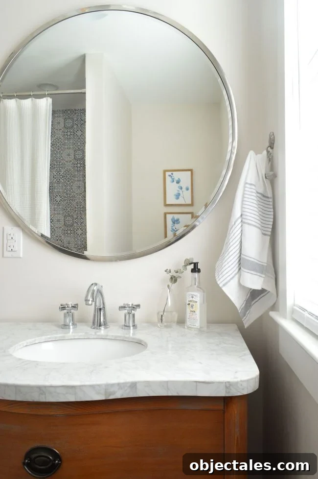Hidden Loophole That Delayed Our Duplex Construction 10 Upstairs bathroom with 7-foot shower curtain