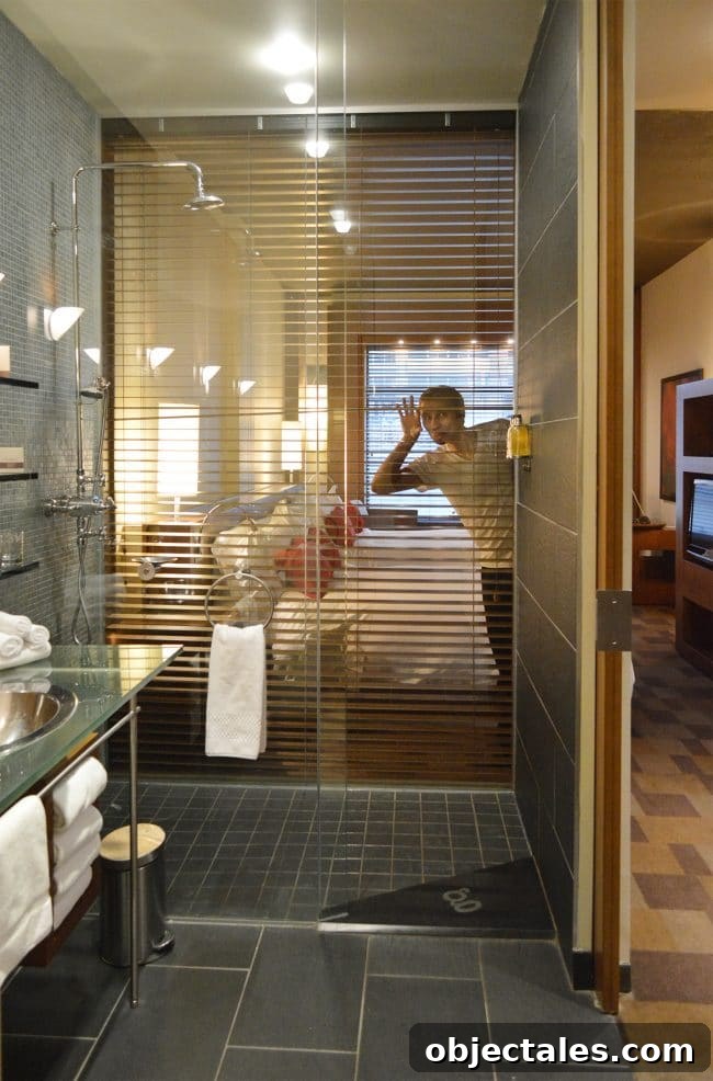 Where Did Bathroom Privacy Go? 11 Hotel shower with outside blinds