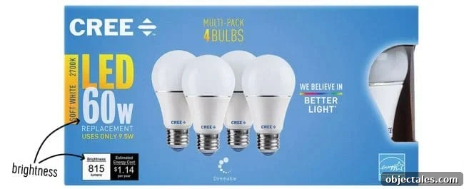 LED Light Bulbs: Bright, Long-Lasting Picks and Buying Guide 4 Cree LED light bulb box with Lumens explained