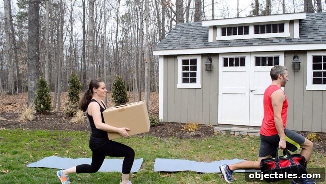 Walking lunges with supplies