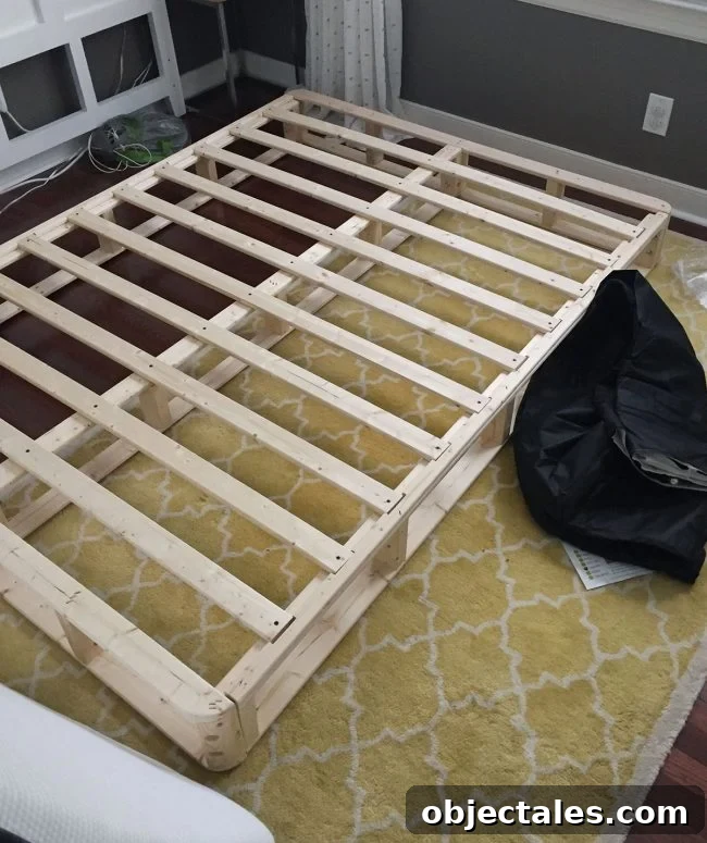 Wooden boxspring assembled