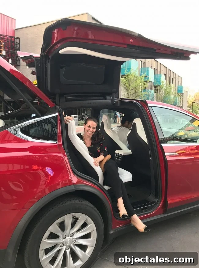 Birthday girl in the Tesla Uber