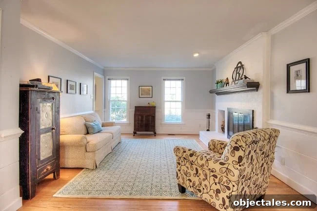 Home Staging Tips to Sell Faster or Simplify Your Space 8 living room staged to sell with neutral walls white fireplace and minimal furniture