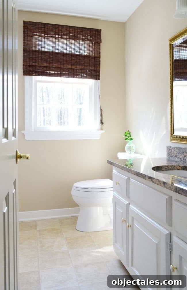 Home Staging Tips to Sell Faster or Simplify Your Space 4 simple clean bathroom staged in house with no bathmat and clean counter