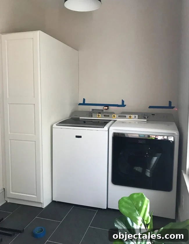 Conceal Your Water Heater with an IKEA Cabinet 9 side view of pax wardrobe with plywood panel added to cover gap