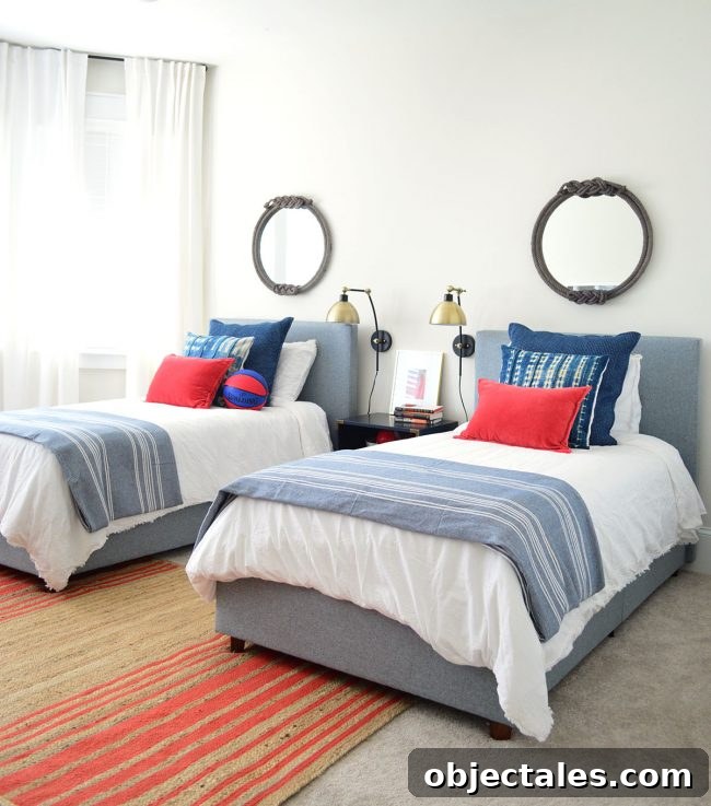 J's bedroom with twin beds