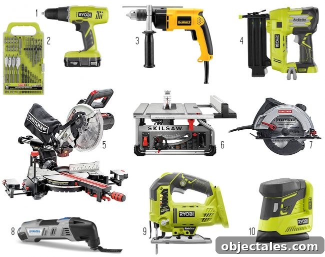 45 Must-Have Tools for Home DIY Projects 4 Power tools on a bench