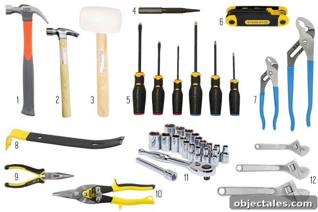 45 Must-Have Tools for Home DIY Projects 5 Hand tools laid out